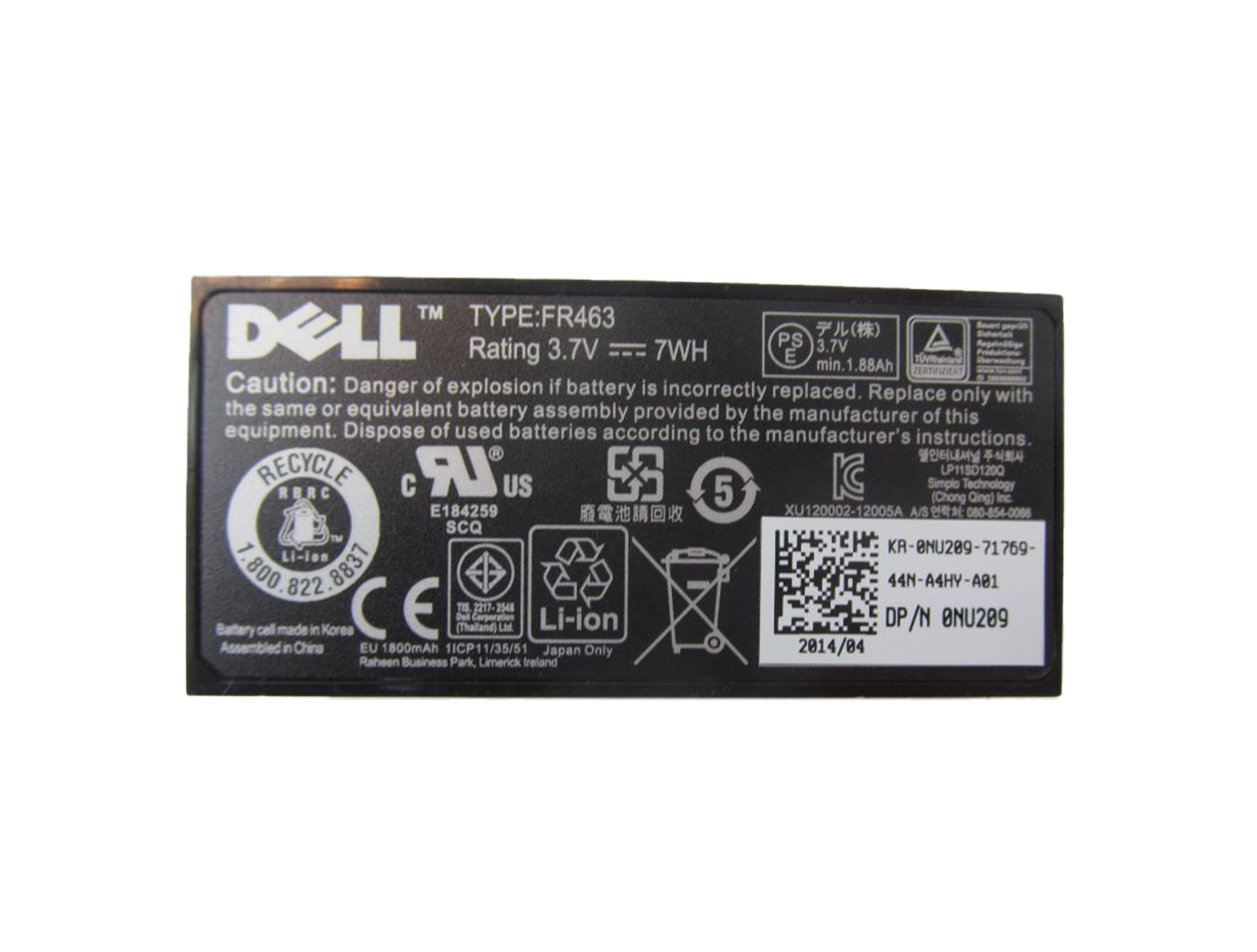RAID BATTERY DELL PERC 5 6 H700 SERIES NO CABLE- U8735